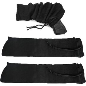 Super Ma 2 Pcs Knit Gun Socks Silicone Treated Gun Socks 14"x4" Shotgun Sleeves with Drawstring Closure Anti-Rust Gun Socks for Pistol
