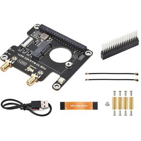 Pi5 PCIe to M.2 E Key Adapter HAT Compatible with Raspberry Pi 5, Support 2230 Size NGFF (M.2 E Key) Wireless NIC-AX210/AX200/BE200/RTL8822CE and Gen2 and Gen3 Modes, HAT+ Standard