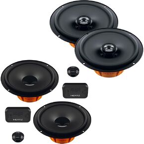 Hertz Dieci Series 1 Pair DSK 160.3 6 1/2" Two Way Component System with 1 Pair DCX 165.3 Coaxial Speakers Compatible with 2015 and up Edge Without Sony Factory System