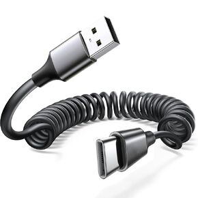 iPhone 16e Fast Charging Cable, USB C Coiled Cord for Car, C to C USBC to USBC Retractable Auto Car Power Cord USB-C Super Fast for Samsung Galaxy S25 S24 Apple 16 Pro Max Charger 15 Carplay Android