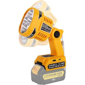 LED Work Light for DeWalt 20V Max Lithium Battery ، 12W 1120LM Cordless Camping مع مصباح يدوي مصباح USB-A/C للمنفذ المحمول مع استخدام 110 درجة محور الاستخدام في الهواء الطلق (أداة فقط)