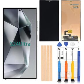 Original 6.81 inch Amoled LCD Digitizer for Samsung Galaxy S24 Ultra Screen Replacement SM-S928U S928B LCD 3D Touch Display, Full HD Digitizer Frame Screen with Protective Film and Waterproof