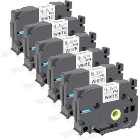 6 X Label Tape Compatible with Brother Label Maker Refills 18mm, Replacement for Brother P Touch Label Tape TZe-241 for PTD400 PTD600