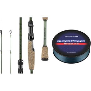 KastKing Spartacus II Twin Tip Fishing Rods, Spin - 7'0" - MH Power - Fast & KastKing Superpower Braided Fishing Line, Gray, 15 LB, 150 Yds