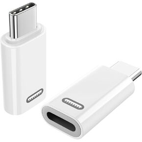 محول Timovo لـ Lightning Female to USB C Male Adapter ، 2 Pack Adapter for Lightning to USB C Adapter Converter PD نقل بيانات الشحن السريع لـ iPhone 15 Pro Max Plus ، iPad Pro/Air ، White