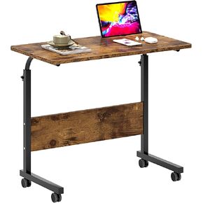soges Adjustable Mobile Table with Tablet Slot 31.4inches Portable Laptop Computer Stand Desk Cart Tray, Black