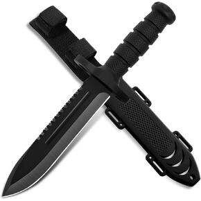 Dispatch Fixed Blade Hunting Knife with Sheath, 12-inch Survival Knives for Men Tactical Bowie Knife with Non-Slip Handle for Bushcraft, Outdoor Camping