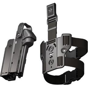 Orpaz T40 G19 Holster with Light, Level III OWB Light Bearing Holster Compatible with Glock 19, for Medium Sized Flashlights, with Paddle and Drop-Leg Attachments