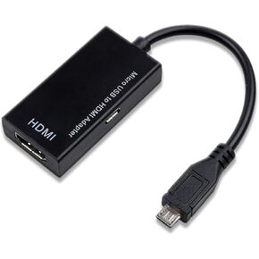 Micro USB to HDMI Adapter, 1080P USB to HDMI Adapter 8-Channel Stereo Sound 5pin HDMI Video Adapter for Android Smartphone, Suitable for Samsung, HTC, Lenovo, Black