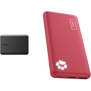 Toshiba Canvio Basics 1TB Portable External Hard Drive USB 3.0, Black - HDTB510XK3AA & INIU Portable Charger, USB C Slimmest Triple 3A High-Speed 10000mAh Phone Power Bank