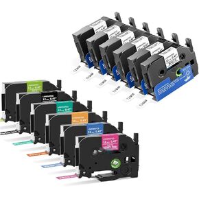 Replace for Brother Label Maker Tape P Touch Label Tape Colored Tape,12-Pack