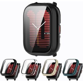 [4-Pack] QAERRE Screen Protector Case with Tempered Glass Compitible with Active Smart Watch, Hard PC Case Screen Protector Cover Bumper Accessories for Women Men