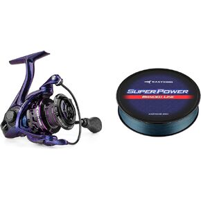 KastKing Royale Legend Pro Spinning Fishing Reel, Size 4000,Twilight & KastKing Superpower Braided Fishing Line, Gray, 15 LB, 150 Yds