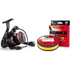 KastKing Brutus Spinning Reel,Size 5000 Fishing Reel, KastKing Hammer Alpha 9 Braided Fishing Line, Yellow, 20LB, 300Yds, 9 Strands