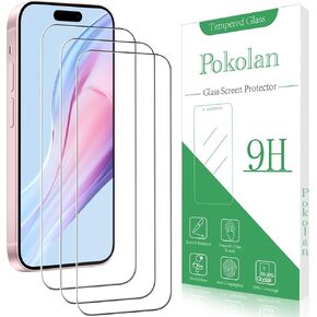 Pokolan 3 Pack Screen Protector for iPhone 16 Pro Max Tempered Glass, Full Coverage, Bubble Free, Anti-Scratch, Easy to install