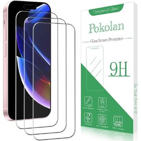 Pokolan 3 Pack Screen Protector for iPhone 16 Pro Max Tempered Glass, Full Coverage, Bubble Free, Anti-Scratch, Easy to install in Kuwait