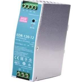 EDR-120-12 12V 10A 120W AC-DC DIN Rail Power Supply, Industrial Grade, Universal Input, Short Circuit Protection, for Automation, Reliable & Efficient