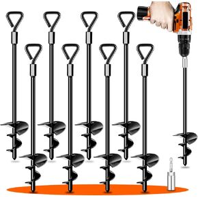 12 Pack Ground Anchors Tent Stakes Trampoline Anchors Heavy Duty Screw in 4 Pack, Tent Stakes High Winds Heavy Duty for Camping Tent, Canopies, Carports, Sheds, Swing Sets,14in