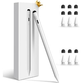 iPad Apple Pencil 9th&10th Generation with 6Pcs White Tip 9Pcs Black Tip Palm Rejection, Tilt Sensitivity, Compatible w/iPad Pro M4 11/12.9in, iPad 6/7/8/9/10, iPad Air 3/4/5/M2, iPad Mini 5/6