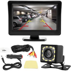 12 LED Back up Camera for Cars with 4.6 * 3.5" Monitor,12V HD Reverse Camera for Car with 150° Wide Angle and Night Vision Function,Universal Rear View Camera