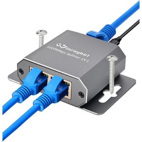 ethernet Splitter 1 to 2 ethernet hub 2 Port,RJ45 Cable Splitter fixable RJ45 Internet Switch Internet Splitter, 1000Mbps for Cat 5/5e/6/7/8 Cable,Can be Fixed to The Wall