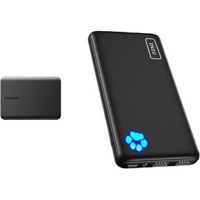 Toshiba Canvio Basics 1TB Portable External Hard Drive USB 3.0, Black - HDTB510XK3AA & INIU Portable Charger, Slimmest 10000mAh 5V/3A Power Bank