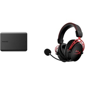 Toshiba Canvio Basics 1TB Portable External Hard Drive USB 3.0, Black - HDTB510XK3AA & HyperX Cloud Alpha Wireless - Gaming Headset for PC, 300-hour battery life