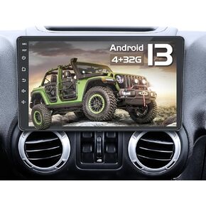 Car Radio for Jeep Wrangler JK 2007-2017: 4G+32G 8 Core Stereo Upgrade with Wireless Carplay Andriod Auto 10.1" HD Touchscreen Bluetooth GPS Navigation