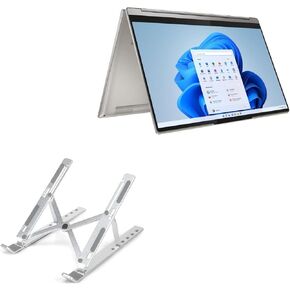 BoxWave Stand and Mount Compatible with Lenovo Yoga 9i (14 in - 82BG) - Compact QuickSwitch Laptop Stand, Portable, Multi Angle Viewing Stand - Metallic Silver