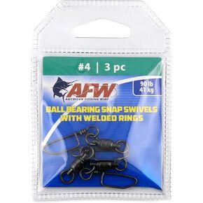 American Fishing Wire Black Ball Bearing Snap Swivels (3 Pieces), Size 4, 90 Pound Test