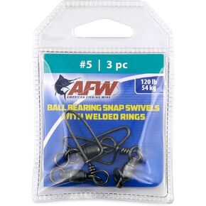 American Fishing Wire Black Ball Bearing Snap Swivels (3 Pieces), Size 4, 90 Pound Test