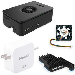 CanaKit 45W Raspberry Pi 5 Power Supply and CanaKit Case, Mega Heat Sink and Fan Bundle