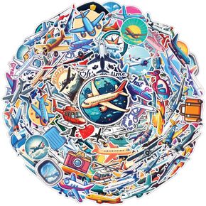 100pcs Airplane Stickers for Kids Waterproof Decals for Water Bottles Laptop Luggage Computer Scrapbooking Teens Adults Girls Funny Party Birthday Decorations