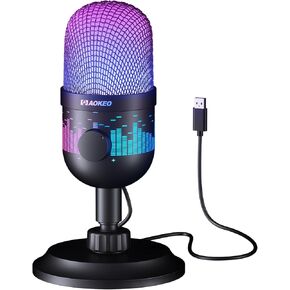 Aokeo USB Microphone, Gaming Microphone for PC with Volume Control Buttons for Recording,Podcasting,Streaming,YouTube,PS5 PS4 Mac Laptop