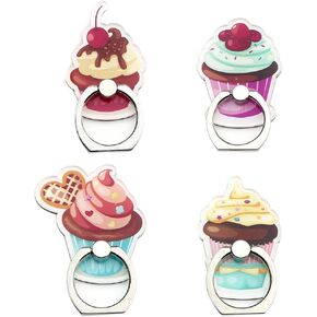 4Pack Cute Phone Ring Grip, Funny Donuts Popcorn Ice Cream Hamburg Chips Cartoon 360 Rotation Finger Ring Holder Mount Stand Kickstand (Donuts)