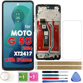 LCD Screen Replacement Touch Display Digitizer Assembly with Frame for Motorola Moto G 5G 2024 XT2417 XT2417-1 XT2417D 6.6 inch