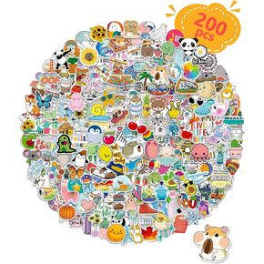 200 PCS ملصقات للأطفال ، ملصقات كمبيوتر محمول ماء لطيف فينيل ماء لطلاب المدارس الدراسية هدايا المعلمين مستلزمات الحفلات جوائز للأطفال المراهقين