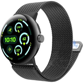 Metal Magnetic Watch Band Compatible with Google Pixel Watch Bands 41mm for Women Men, Stainless Steel Mesh Adjustable Watch Band for Google Pixel Watch 1/2/3 41mm, Silver
