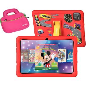 Contixo K103a Kids Learning Tablet & TB02 10 "حقيبة واقية من الأكمام الواقية ، جهاز لوحي صغير مع 80 كتب ديزني مثبت مسبقًا ، والسيطرة على الوالدين ، ومقاومة للصدمات ومقاومة للماء ، والأحمر.