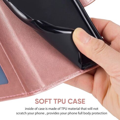 حالة GALAXY A42 5G CASE ، GALAXY M42 5G SM-A426 CASE مع واقي شاشة زجاجية مقسمة ، حافز بطاقة بطاقة الائتمان من جلود Samsung Galaxy A42 5G Rose Gold in Kuwait