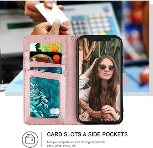 Wallet Case for iPhone 13 Mini, [RFID Blocking] Protective PU Leather Flip Cover with Card Slot Cash Pocket for iPhone 13 Mini(Rose Gold) in Saudi Arabia