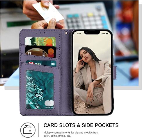 Wallet Case for iPhone 13 Mini, [RFID Blocking] Protective PU Leather Flip Cover with Card Slot Cash Pocket for iPhone 13 Mini(Purple) in Saudi Arabia