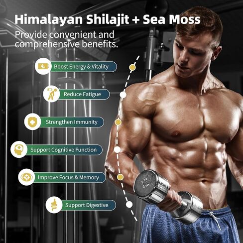 Sea Moss and Shilajit Bundle, All in 1 Supplements with Shilajit 720,000mg, Sea Moss 684,000mg, Coenzyme Q10, Black Seed, Ashwagandha, Burdock for Energy, Antioxidant, Immune Support, 240 Capsules in Kuwait