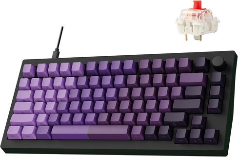 X4 QMK Wired Mechanical Keyboard, 75% Layout South-Facing Red Backlit, Side-Printed Double-Shot PBT Keycaps with Linear Red Mechanical Switch for Windows in Saudi Arabia