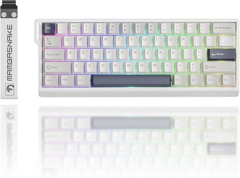 ATTACK SHARK MAMBASNAKE X60HE Rapid Trigger Magnetic Switch 60% RGB Wireless Mechanical Gaming keyboard,2.4Ghz/BT/Wired,8KHZ Polling Rate,0.01mm Adjustable Actuation,Web Driver for Win/Mac(Star White) in Kuwait