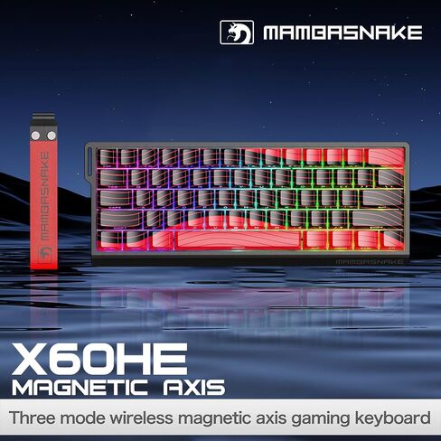 ATTACK SHARK MAMBASNAKE X60HE Rapid Trigger Magnetic Switch 60% RGB Wireless Mechanical Gaming keyboard,2.4Ghz/BT/Wired,8KHZ Polling Rate,0.01mm Adjustable Actuation,Web Driver for Win/Mac(Star White) in Saudi Arabia