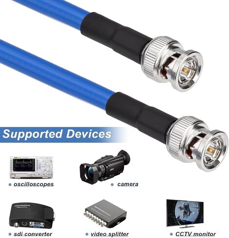 Yuslao 12G SDI Cable 2FT BNC Male to Male Video Coaxial Cable RG6 Coaxial Cable 75 Ohm Ultra Low Loss for 8K 4K 6G-SDI 3G Video Security Camera SDI Converter(Straight,2 Pcs). in Kuwait