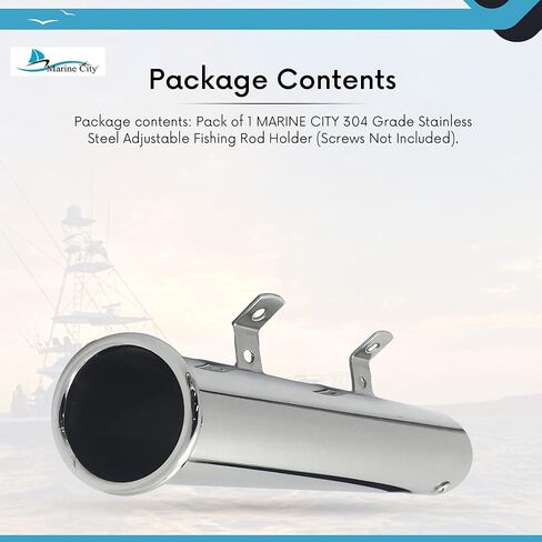 حامل صنارة صيد السمك قابل للتعديل من الفولاذ المقاوم للصدأ 304 من MARINE CITY مع حلقة تثبيت ومشبك قابل للإزالة - مثالي للقوارب واليخوت ومشاة البحرية in Kuwait