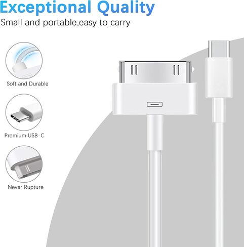 30-Pin to USB C Adapter Cable for iPhone, iPad, iPod – 3ft (Next-Generation Data Cable/Charging Cable from USB C to Dock Connector for iPhone 4S/4/3G/3/1, iPad 3/2/1, iPod, White in Saudi Arabia