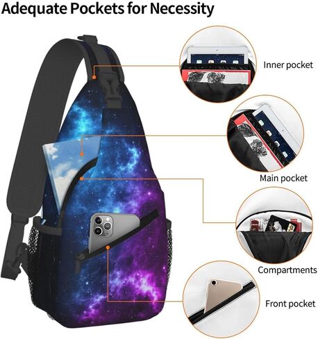 حقيبة حبال Galaxy للنساء Crossbody Bag Blue و Purple Galaxy مع كوكب وحقيبة خلفية للمساحة القمر للرجال للرجال موضوع كيس الكتف الرياضي. in Kuwait